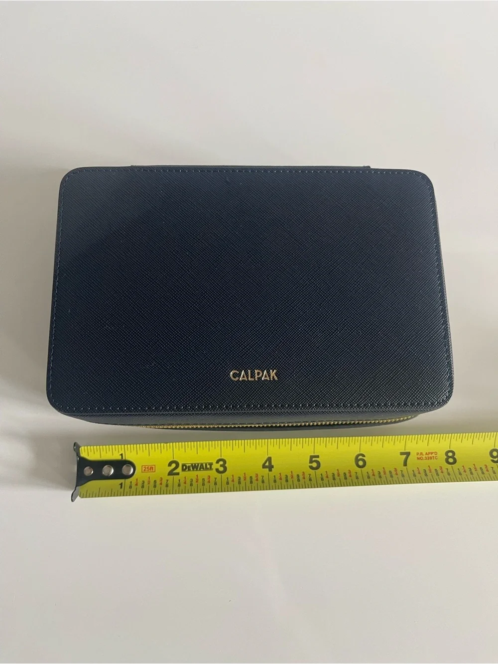Calpak Navy and Gold Travel Jewelry Case